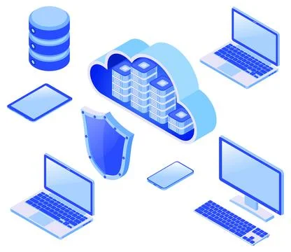 Cloud Computing Technology Isometric Stock Illustration