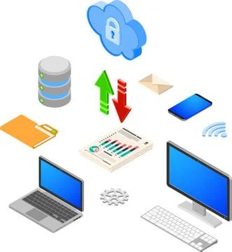 Cloud Computing Technology Isometric Illustrazione stock