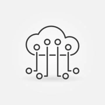 Cloud Computing Technology linear vector concept icon Illustrazione stock