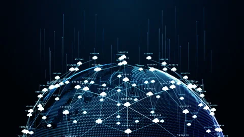 Cloud computing Technology network and social media connection, Global techno Stock Footage 158343706
