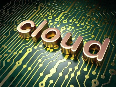Cloud computing technology, networking concept: circuit board wi Stockillustratie