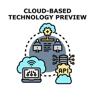 Cloud computing technology preview connecting users and data Illustrazione stock