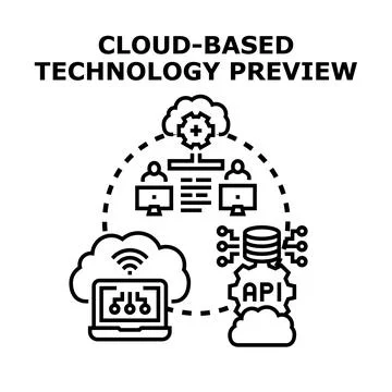 Cloud computing technology preview connecting users and data Stock Illustration