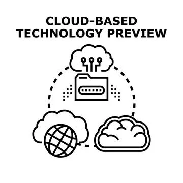 Cloud computing technology previewing global data storage solutions 库存插图