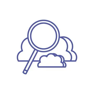 Cloud computing technology with search magnifying glass Illustrazione stock