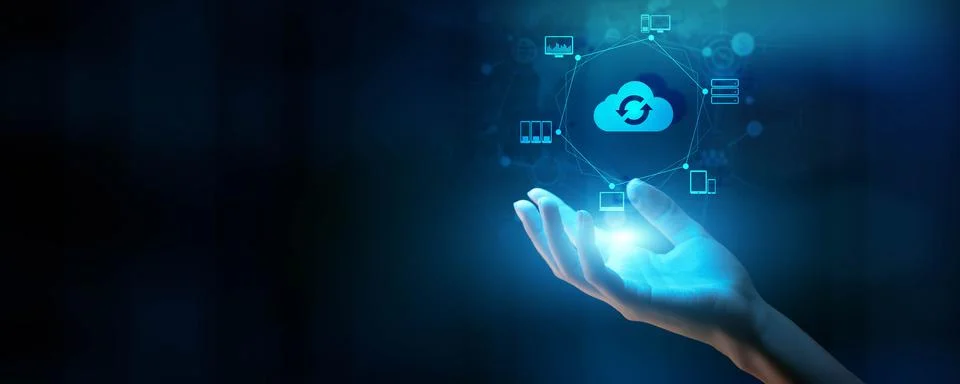 Cloud Computing Technology for Secure Data Storage and Network Integration. Stock Photos