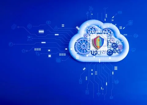 Cloud computing technology, security data system storage service concept. D.. Stock Illustration