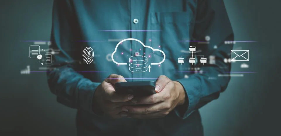 Cloud computing technology security measures to protect customer data organ.. Stock Photos