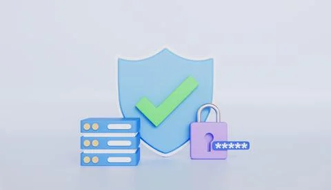 Cloud computing technology, server racks with security protection system Stock Illustration