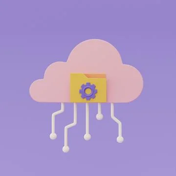 Cloud computing technology symbol with File folders document, Online data sto Stock Illustration