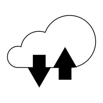 Cloud computing technology symbol isolated in black and white Illustrazione stock