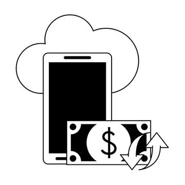 Cloud computing technology symbols in black and white イラスト素材