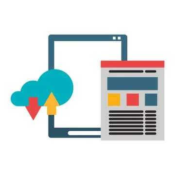 Cloud computing technology symbols isolated Stock Illustration