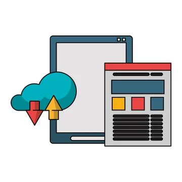 Cloud computing technology symbols isolated Stock Illustration