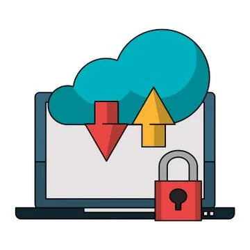 Cloud computing technology symbols isolated Illustrazione stock