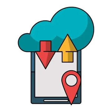 Cloud computing technology symbols isolated Stock Illustration