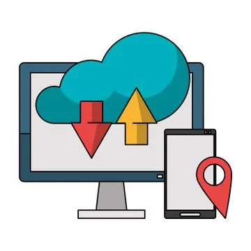 Cloud computing technology symbols isolated 스톡 일러스트