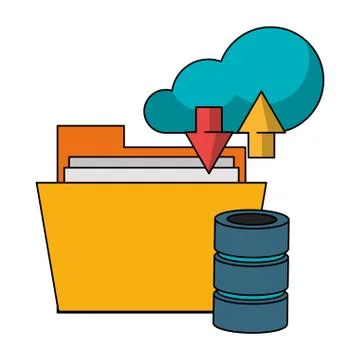 Cloud computing technology symbols isolated Illustrazione stock