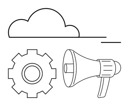 Cloud computing, technology systems, marketing, workflow optimization, advert Stockillustratie