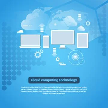Cloud Computing Technology Template Web Banner With Copy Space Stock Illustration
