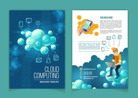 Cloud computing technology vector brochure Illustrazione stock