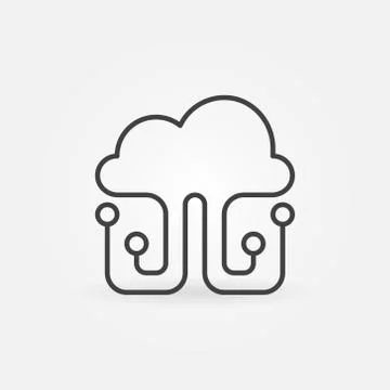 Cloud Computing Technology vector concept outline icon Stock Illustration