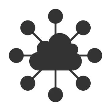 Cloud computing technology vector icon in flat style. Laptop screen on white  스톡 일러스트