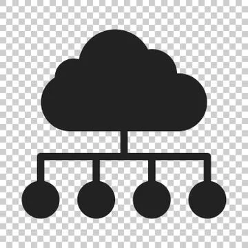 Cloud computing technology vector icon in flat style. Laptop screen on isolat Illustrazione stock
