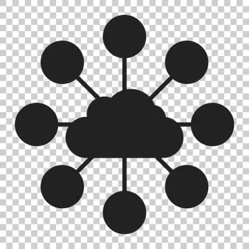 Cloud computing technology vector icon in flat style. Laptop screen on isolat Stock Illustration