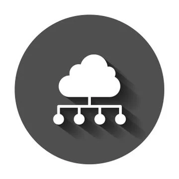 Cloud computing technology vector icon in flat style. Laptop screen with long Stockillustratie