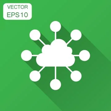 Cloud computing technology vector icon in flat style. Laptop screen with long Stockillustratie