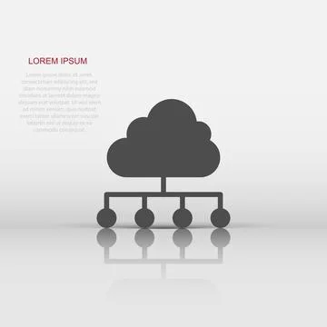 Cloud computing technology vector icon in flat style. Laptop screen on whit.. Stock Illustration