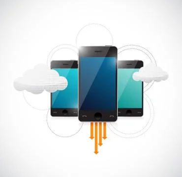 Cloud computing telecommunication connection illustration design over white Stock Illustration