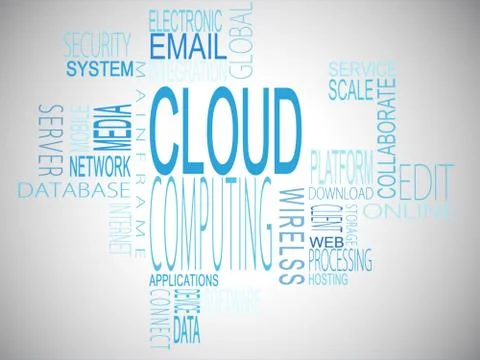 Cloud computing terms in blue Stock Photos