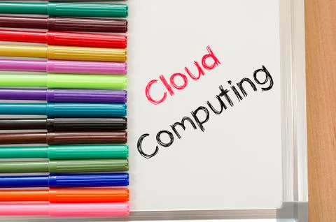 Cloud computing text concept Stock Photos