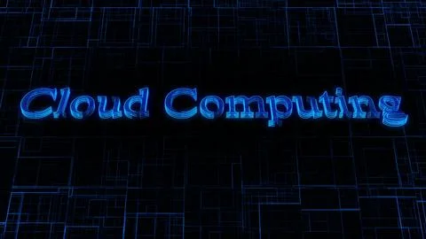 Cloud Computing text concept on si-fi technology circuit line particles ill.. Stock Illustration