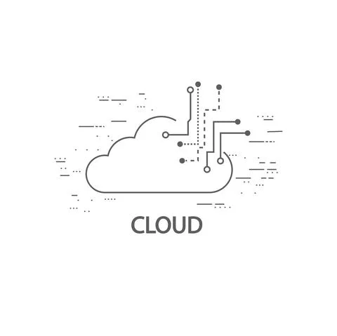 Cloud computing thin flat design イラスト素材