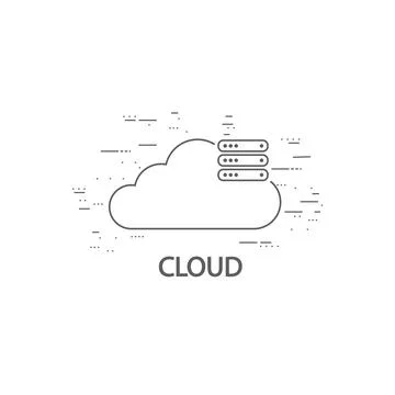Cloud computing thin flat design イラスト素材
