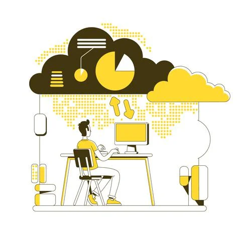Cloud computing thin line concept vector illustration イラスト素材