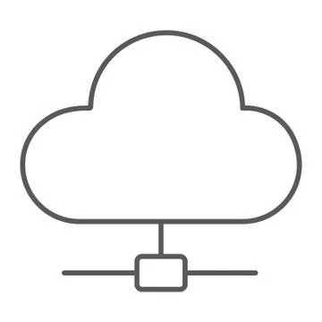 Cloud computing thin line icon, data analytics Illustrazione stock