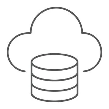 Cloud computing thin line icon, data analytics Stock Illustration