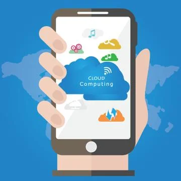 Cloud Computing Through Smartphone 스톡 일러스트