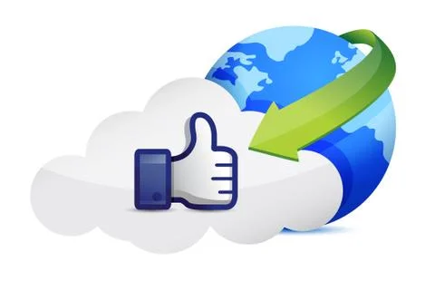 Cloud computing thumb up illustration design over a white background Illustrazione stock