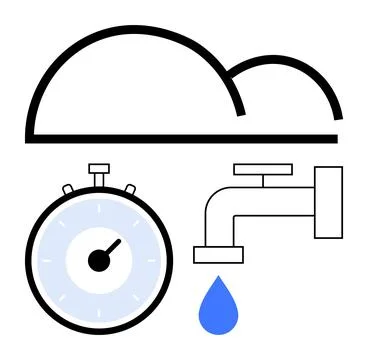 Cloud Computing, Time Management, and Water Efficiency Essential Modern Con.. 库存插图