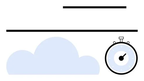 Cloud Computing with Time Management Concept Featuring Cloud and Stopwatch Stock Illustration