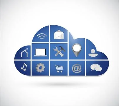 Cloud computing tool icons illustration design Stock Illustration