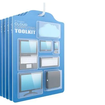 Cloud Computing Toolkit Cloud Computing Toolkit In Hanging Box - 3D Render... Stock Photos