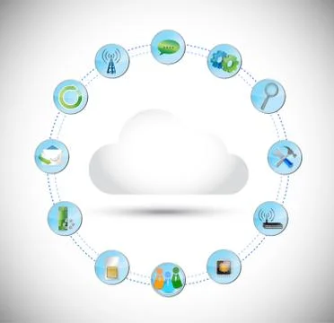 Cloud computing tools connection illustration 스톡 일러스트