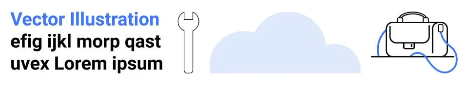 Cloud Computing Tools Vector with Text Elements and Headset Icon 스톡 일러스트