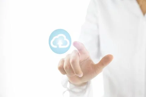 Cloud computing touch screen interfac Stock Photos
